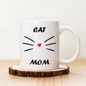 Чаша с надпис Cat Mom Black