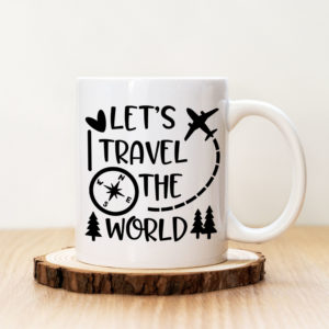 Чаша с надпис Let's Travel The World Черна
