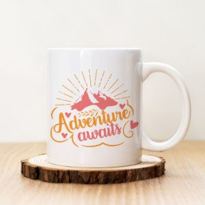 Чаша с надпис Adventure Awaits Pink