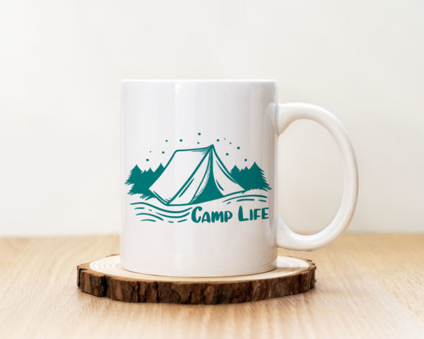 Чаша с надпис Camp Life Cyan