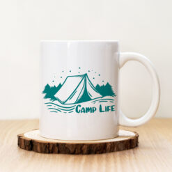 Чаша с надпис Camp Life Cyan
