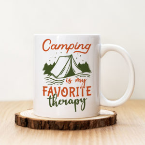 Чаша с надпис Camping Is My Favourite Therapy Green