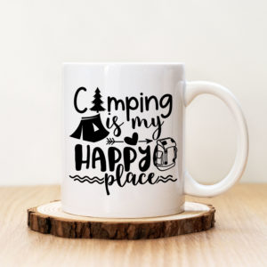 Чаша с надпис Camping Is My Happy Place Black