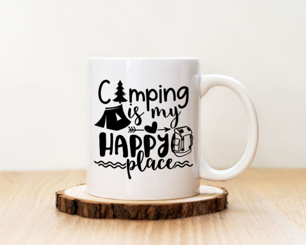 Чаша с надпис Camping Is My Happy Place Black
