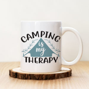 Чаша с надпис Camping Is My Therapy Light Blue