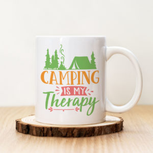 Чаша с надпис Camping Is My Therapy Light Green