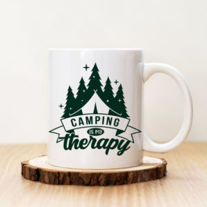 Чаша с надпис Camping Is My Therapy Dark Green