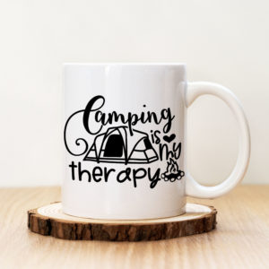 Чаша с надпис Camping Is My Therapy Black