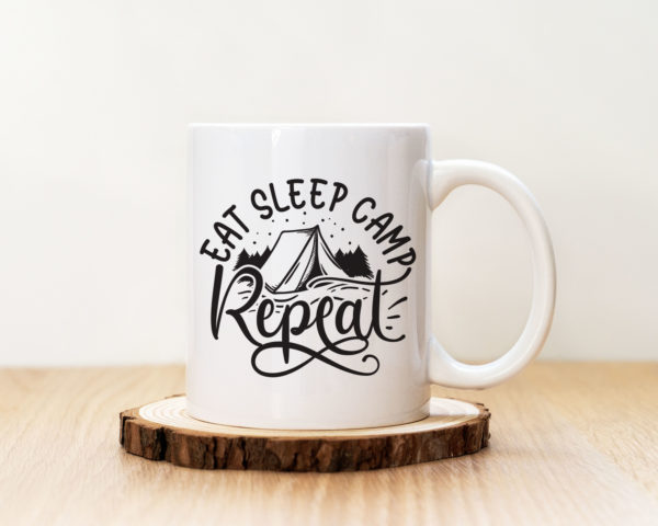 Чаша с надпис Eat Sleep Camp Repeat