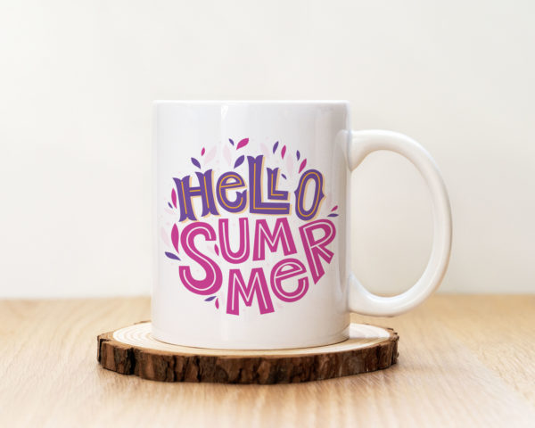 Чаша с надпис Hello Summer Purple