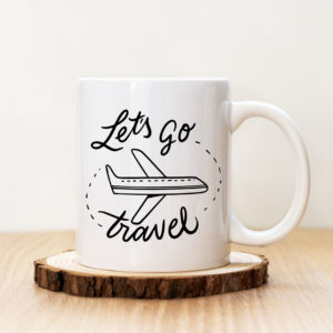 Чаша с надпис Let's Go Travel Черна