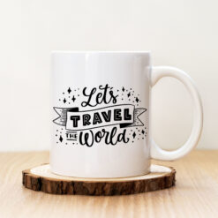 Чаша с надпис Let's Travel The World Black