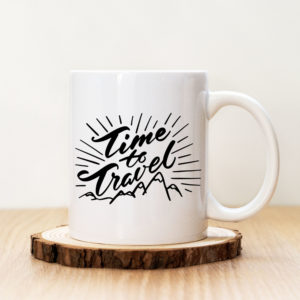 Чаша с надпис Time To Travel, Черен Цвят, Планина