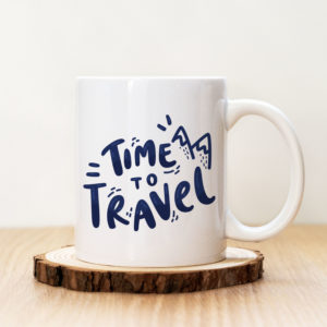 Чаша с надпис Time To Travel Син Цвят