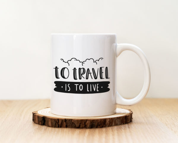 Чаша с надпис To Travel Is To Live Clouds