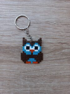 Ключодържател Pixel Art Кафяв Бухал Ръчна Изработка