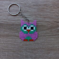 Ключодържател Pixel Art Розов Бухал Ръчна Изработка