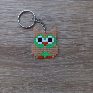 Ключодържател Pixel Art Бежов Бухал Ръчна Изработка