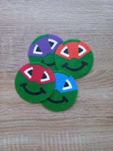 Подложки за чаши Pixel Art Костенурки Нинджа Ръчна Изработка Комплект 4 бр.