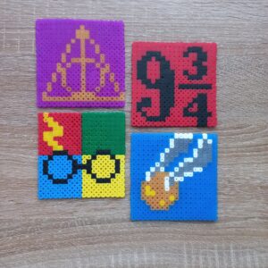 Подложки за чаши Pixel Art Хари Потър Ръчна Изработка Комплект 4 бр.