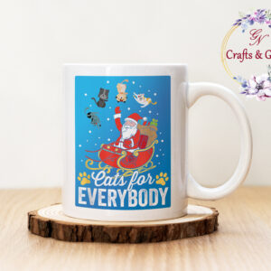 Коледна чаша Cats for everybody син фон