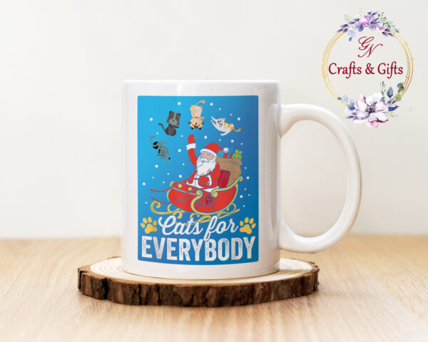 Коледна чаша Cats for everybody син фон