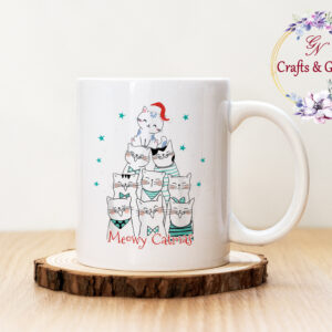 Коледна чаша Meowy Catmas със звездички