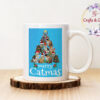 Коледна чаша със син фон Merry Catmas