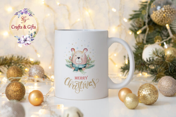 Коледна чаша със сладко мече и надпис Merry Christmas