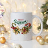 Коледна чаша в зелено и червено с бастунчета и надпис Merry Christmas