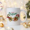 Коледна чаша в зелено и червено с бастунчета и надпис Merry Christmas