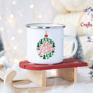 Коледно канче с орнамент и надпис Merry Christmas