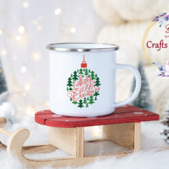 Коледно канче с орнамент и надпис Merry Christmas