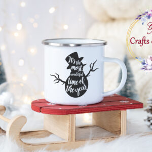 Коледно канче със снежен човек и надпис It's the most wonderful time of the year