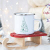 Коледно канче с надпис Merry Catmas и котешка елха в зелено