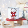 Коледно канче със сладко еленче и надпис Merry Christmas