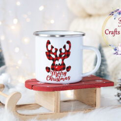 Коледно канче със сладко еленче и надпис Merry Christmas
