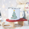 Коледно канче с надпис във формата на елха We wish you a merry Christmas