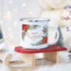Коледно канче с правоъгълна рамка с коледни звезди и надпис Merry Christmas