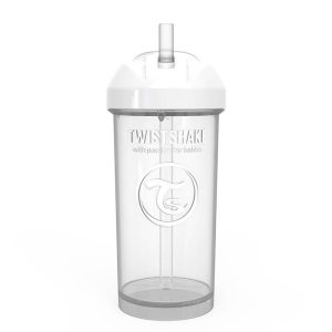Чаша със сламка Twistshake - 360 ml 12+ месеца бяла