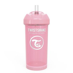 Чаша със сламка Twistshake - 360 ml 12+ месеца розова