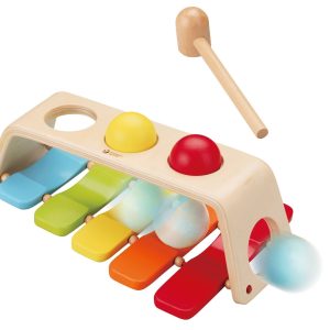 Дървена играчка - ксилофон с чукче