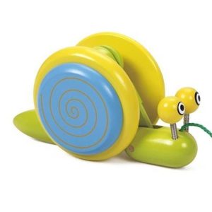 Дървена играчка - Охлюв за дърпане