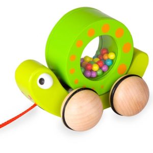 Дървена играчка Охлювче за дърпане