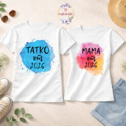Персонализирани тениски за нови мама и татко с година и надпис