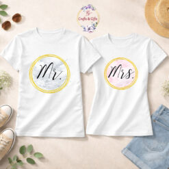 Комплект тениски за двойки Mr & Mrs от памук